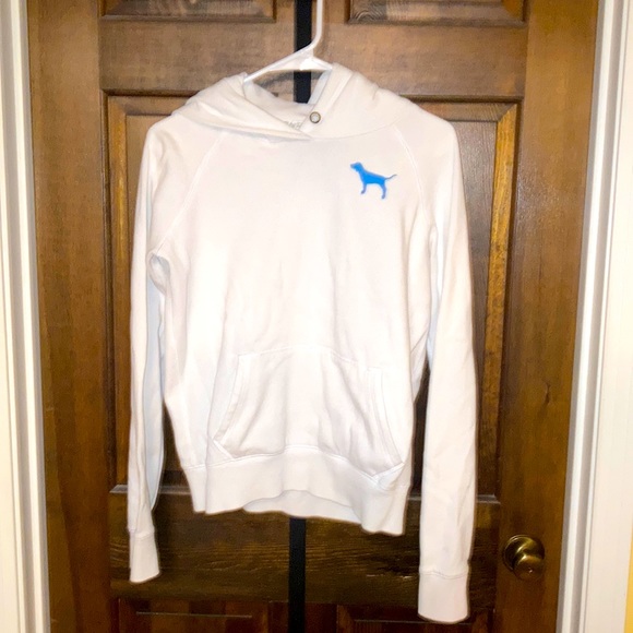 Victoria’s Secret PINK Hoodie Size Medium White & blue - Picture 1 of 9